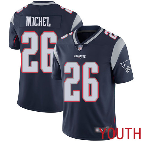 New England Patriots Football 26 Vapor Untouchable Limited Navy Blue Youth Sony Michel Home NFL Jersey